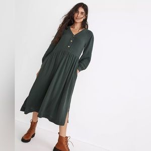 NWT Madewell Lightspun Button-Front Midi Dress